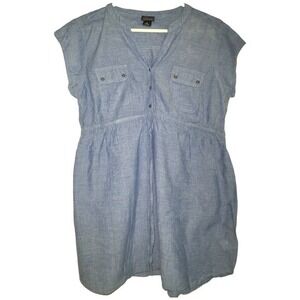 Motherhood Maternity Chambray Top Women's Large Button Front Casual